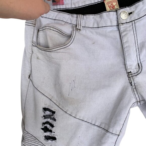 VINTAGE True Religion Jeans Size 36 MOTO White Stained - Picture 8 of 12
